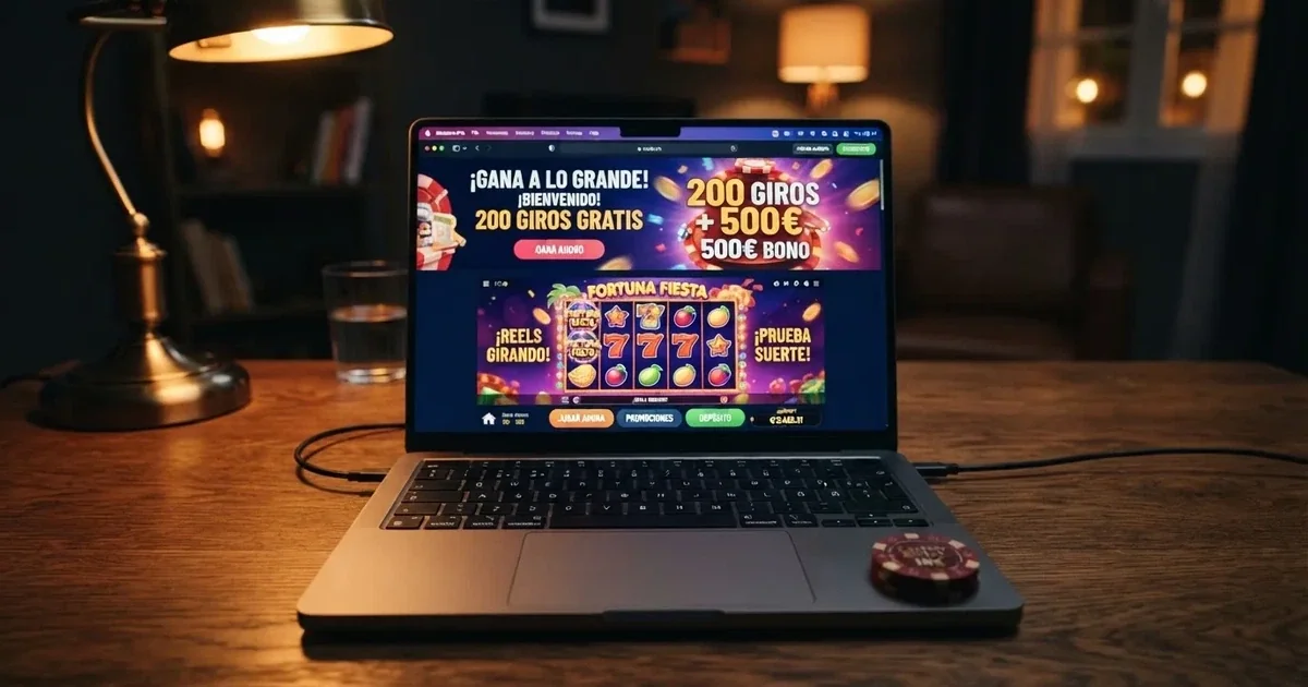 Pantalla de promociones de un casino online español con ofertas de tiradas gratis sin depósito visibles en primer plano