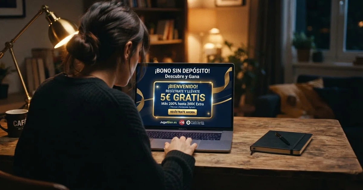 Pantalla de un casino online español mostrando una sección de promociones con el texto «bono sin depósito» visible en la interfaz